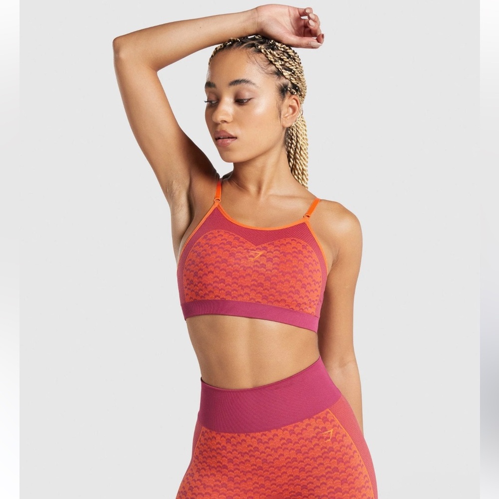 Gymshark Seamless Strappy Sports Bra - Orange and Pink